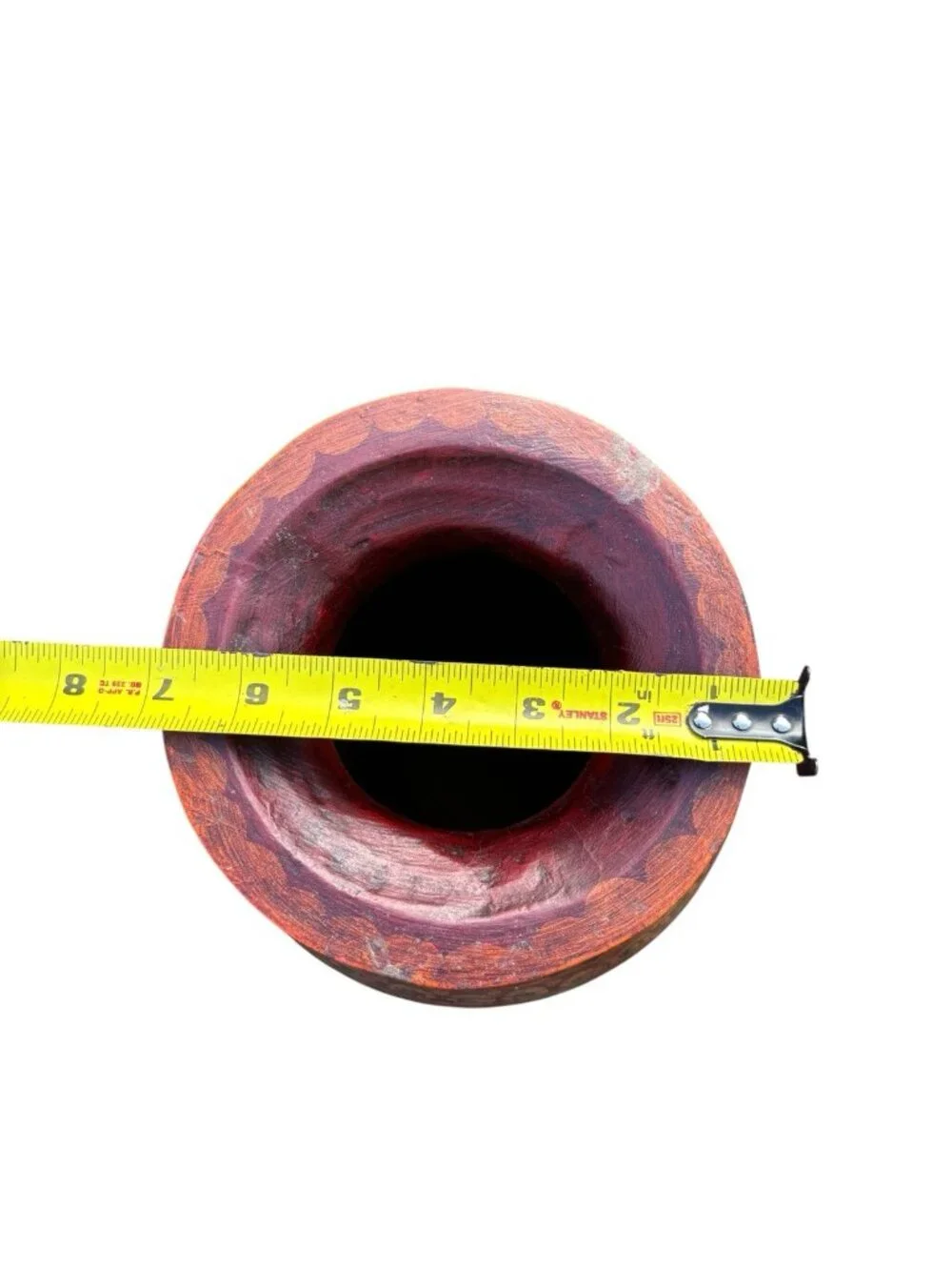 Vtg Kashmiri Hand Painted Wood Vase MCM Indian Lacquerware Folk Art Pot